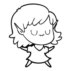 Fototapeta premium happy cartoon elf girl
