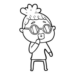 cartoon woman wearing spectacles