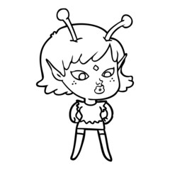 pretty cartoon alien girl