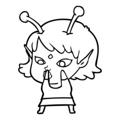 pretty cartoon alien girl