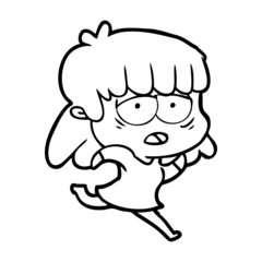 cartoon tired woman