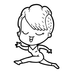 happy cartoon girl running