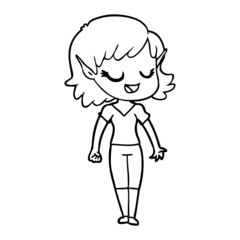 happy cartoon elf girl