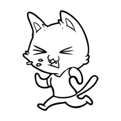 cartoon running cat hissing