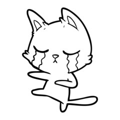 Fototapeta premium crying cartoon cat dancing