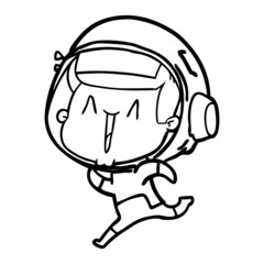 happy cartoon astronaut