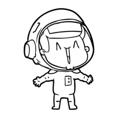 happy cartoon astronaut