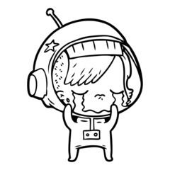 cartoon crying astronaut girl