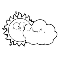 cute cartoon cloud and sun