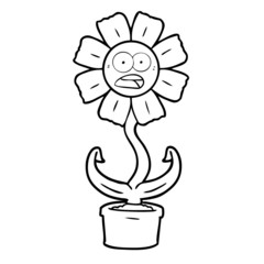 cartoon shocked flower