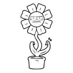 angry cartoon flower