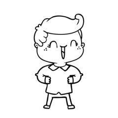 cartoon laughing boy with hands on hips