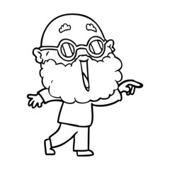 Obraz premium cartoon joyful man with beard pointing finger