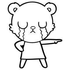 crying polar bear in dress pointing