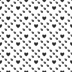 Heart black in square seamless pattern