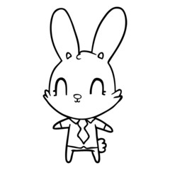 cute cartoon rabbit in shirt and tie