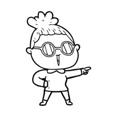 cartoon woman wearing spectacles