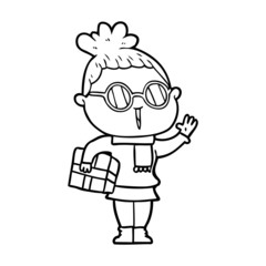 cartoon woman wearing spectacles