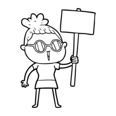 cartoon woman wearing spectacles