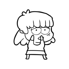 cartoon tired woman