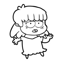cartoon tired woman