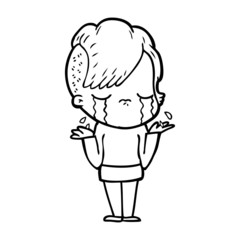 cartoon crying girl
