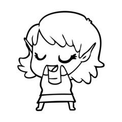 happy cartoon elf girl