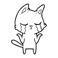 crying cartoon cat shrugging