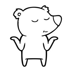 happy cartoon bear shrugging shoulders