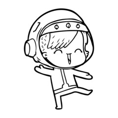 happy cartoon space girl