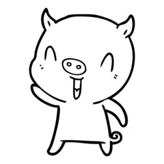 happy cartoon pig