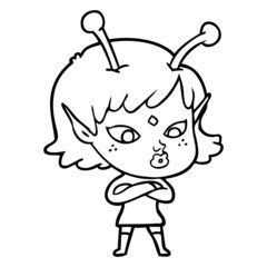 pretty cartoon alien girl