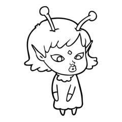 pretty cartoon alien girl