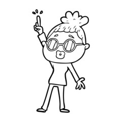 cartoon dancing woman wearing spectacles