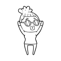 cartoon woman wearing sunglasses