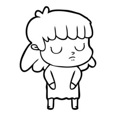 cartoon indifferent woman