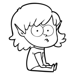 cartoon elf girl staring