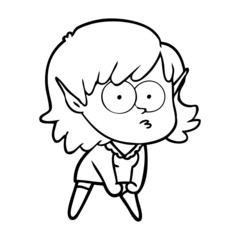 cartoon elf girl staring and crouching