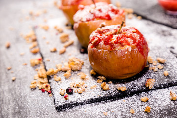 Red Baked Apples Stuffed Cottage Cheese And Granola