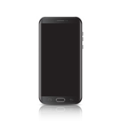 Modern realistic black smartphone. Smartphone with edge side style, 3d Vector illustration of cell phone.