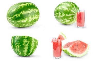 Collage of Watermelon on a white background clipping path