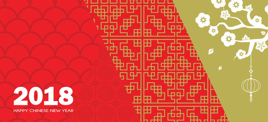 happy chinese new year. chinese banner with traditional patterns