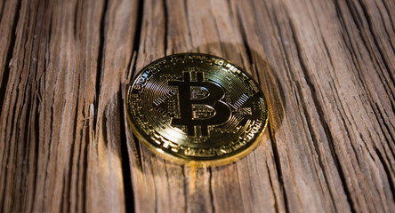 Gold cryptocurrency coin concept, decentralized digital virtual money