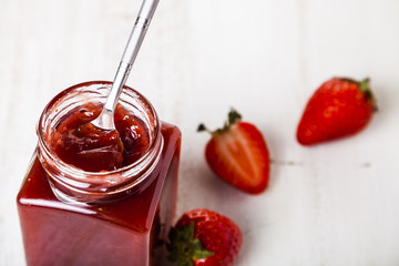 Jar of strawberry jam