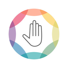 farbiges Icon - Hand weiß