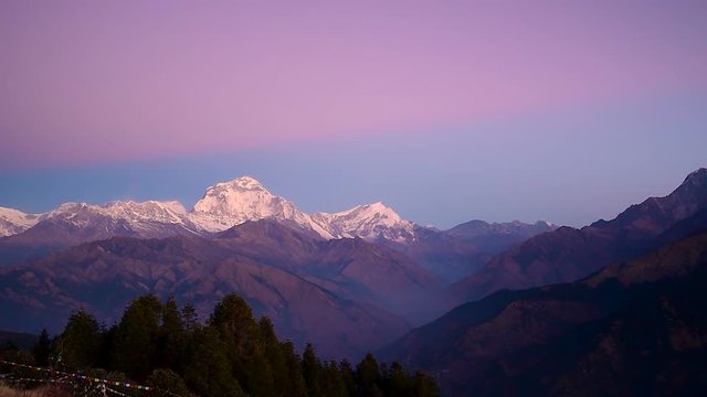 Poon hill is the famous view point in Gorepani village to see beautiful sunrise over Annapurna mountain range in Nepal