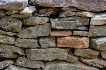 Stacked grey rock and stone wall