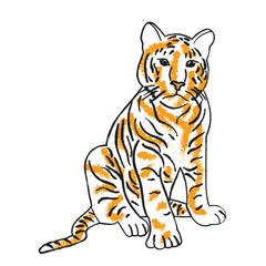  isolated sketch of a tiger sitting