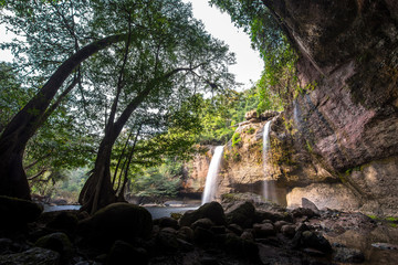 Naklejka na ściany i meble Haew Suwat waterfall at Khao Yai National Park Nakhon Ratchasima povince , Landscape Thailand