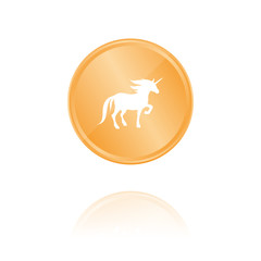 Einhorn - Bronze Münze mit Reflektion